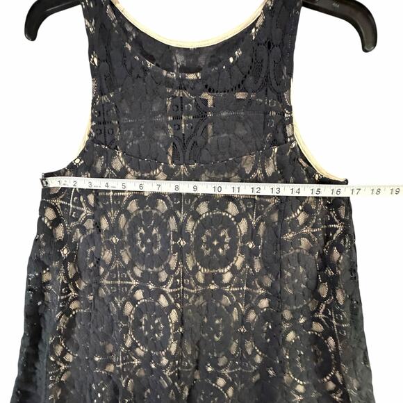 Free People Lace Mini Dress Womens XS Black Geo Floral Romantic Boho Whimsygoth - Picture 5 of 12